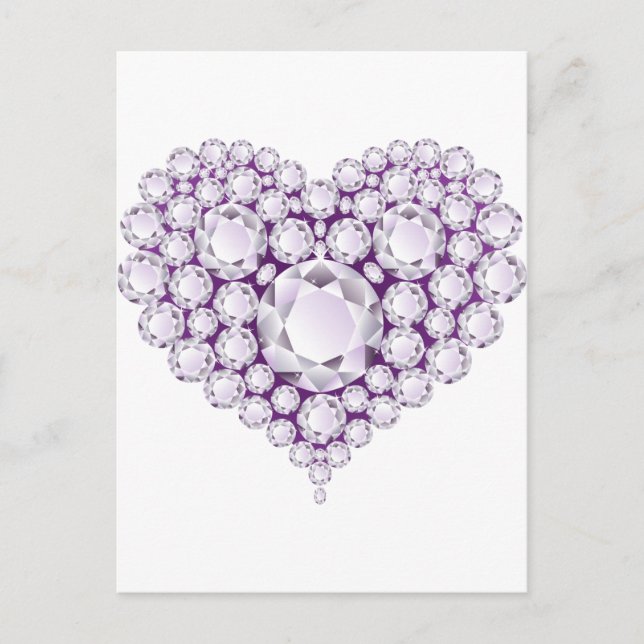 Ljust Ametyst Heart Gems Vykort (Framsida)