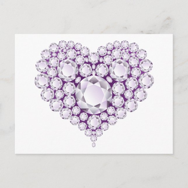Ljust Ametyst Heart Gems Vykort (Framsida)