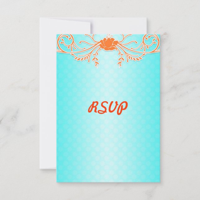 Ljust Aqua och Tangerine Orange Bröllop RSVP OSA Kort (Framsida)