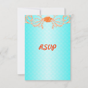 Ljust Aqua och Tangerine Orange Bröllop RSVP OSA Kort