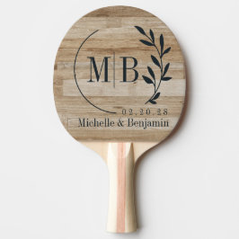 Ljust Askträdsblad Bröllopsmonogram Pingisracket
