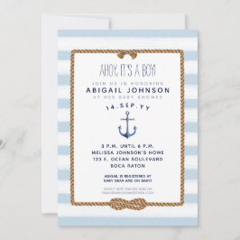 Ljust Baby blue nautisk infinitet Knot Baby Shower Inbjudningar
