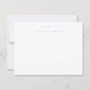 Ljust Baby blue teckenmonogram Swash Stationery Anteckningskort