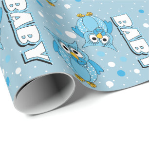 Ljust - baby med hjärtfelpolkaen pricker ugglor presentpapper