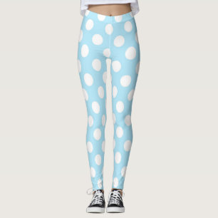 Ljust babyblå och vit prickig leggings