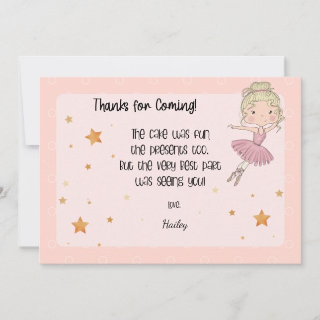 Ljust ballerinatackkort för tack kort (Framsida)