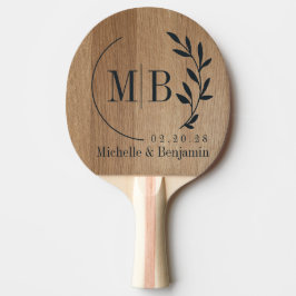 Ljust Björkträ Blad Vigsel Monogram Pingisracket