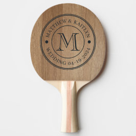Ljust Björkträ Bröllopsmonogram Pingisracket