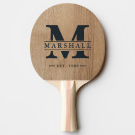 Ljust Björkträ Monogram & Namn Överlägg Pingisracket