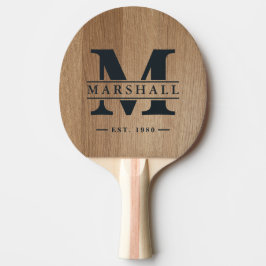 Ljust Björkträ Monogram & Namn Överlägg Pingisracket