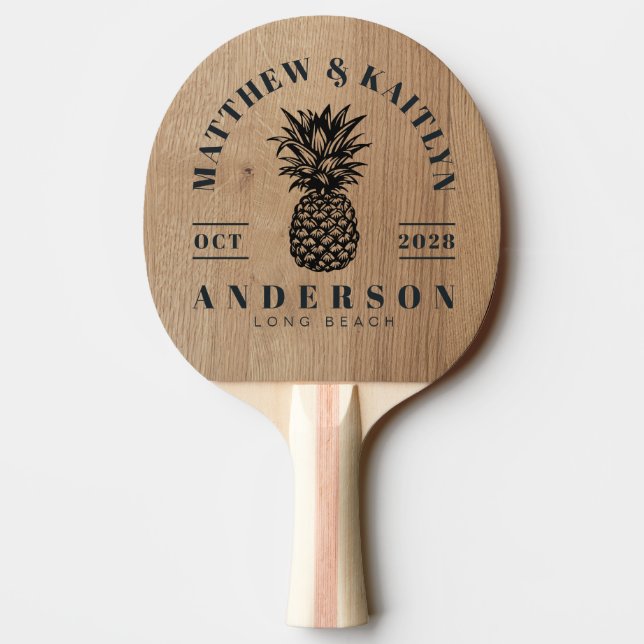 Ljust Björkträ Tropisk Ananas Bröllopskam Pingisracket (Baksidan)