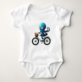 Ljust blå bläckfisk på en cykel t shirt