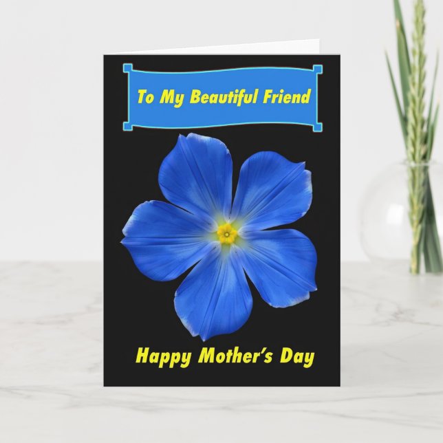 Ljust Blå Blommande Mödrakort Kort (Framsida)