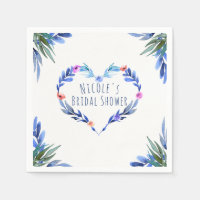 Ljust Blå Blommig Akvarell Hjärtat Glam Elegant