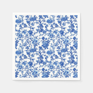 Ljust blå blommig Toile trädgårdsfest pappersserve Pappersservett