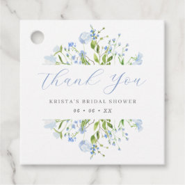 Ljust blå blomsterbröllopsdusch Tack så mycket Gåvor Etiketter