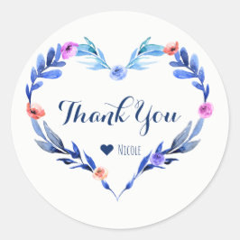 Ljust blå blomstergonung Botanisk elegant present Runt Klistermärke