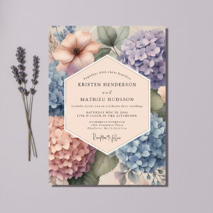 Ljust Blå Hydrangea Bröllopsblommor Inbjudningar