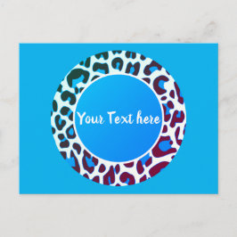 Ljust Blå Leopard Djurtryck Mönster Cirkel Vykort