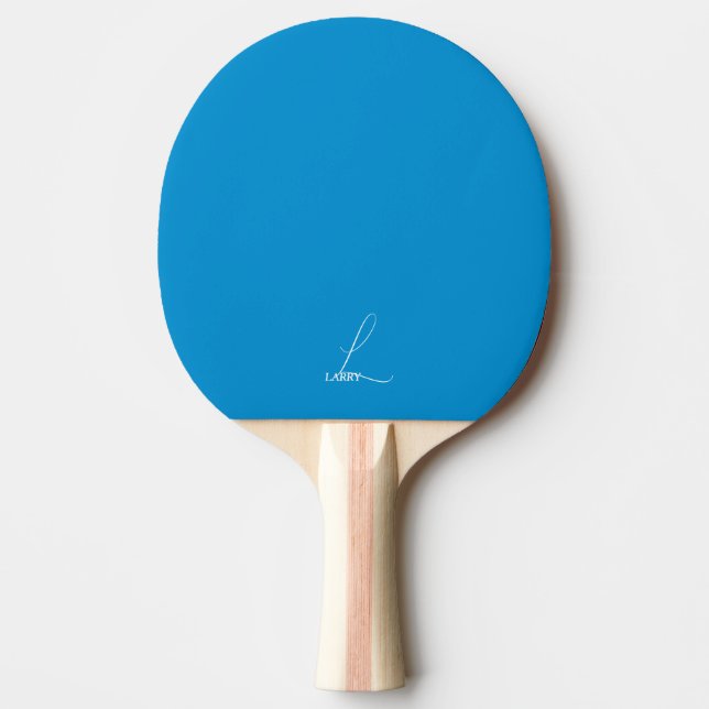 Ljust blå monogram ping pong paddel pingisracket (Framsidan)