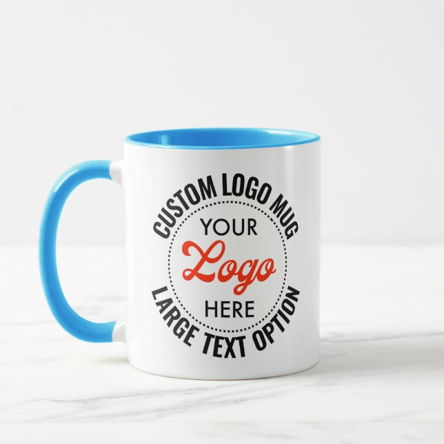 LJUST BLÅ Stor Text Reklam Kombinationslogomugg Mugg (Vänster)