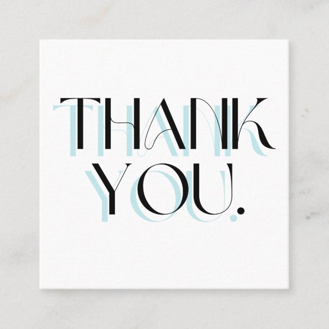 Ljust blå Tack - infoga  Fyrkantigt Visitkort (Framsida)