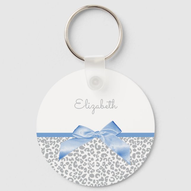 Ljust blått fack med Trendig Leopard Print och Nam Nyckelring (Framsida)
