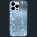 Ljust blått glittery Glam Namnteckning<br><div class="desc">Den glupska bleken blå glitter högdagrar över en ljusblå blåborstad folie av metall. Det moderna gigantiska namnteckning har ett elegant vitt calligrafteckensnitt med dekorativt off-center-svan. Du kan ändra färg i det glamorerade teckensnittet stil till svart om du vill. Anpassa typsnittet stilar för att skapa egna mobila växlar.</div>