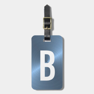 ljust - blått initial borstad metallisk Monogram Bagagebricka