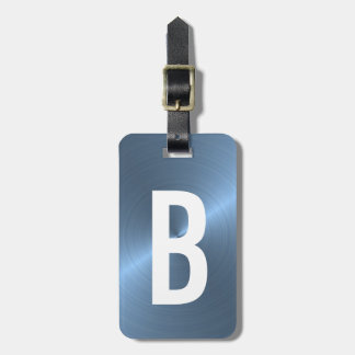 ljust - blått initial borstad metallisk Monogram Bagagebricka