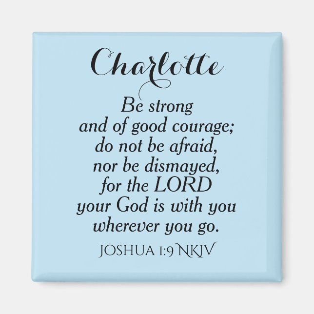 Ljust blått kurage, bible Verse Custom Name Simple Magnet (Framsidan)