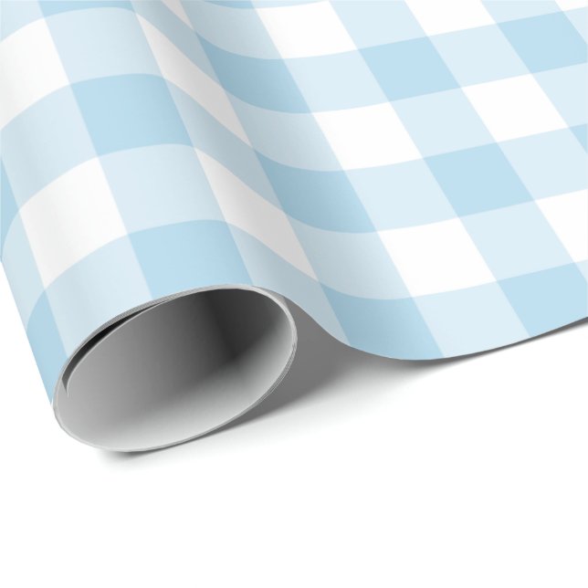 Ljust - blått- och vitGingham som slår in papper Presentpapper (Rullad Hörn)