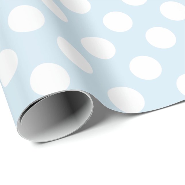 Ljust - blått- och vitpolka dots presentpapper (Rullad Hörn)