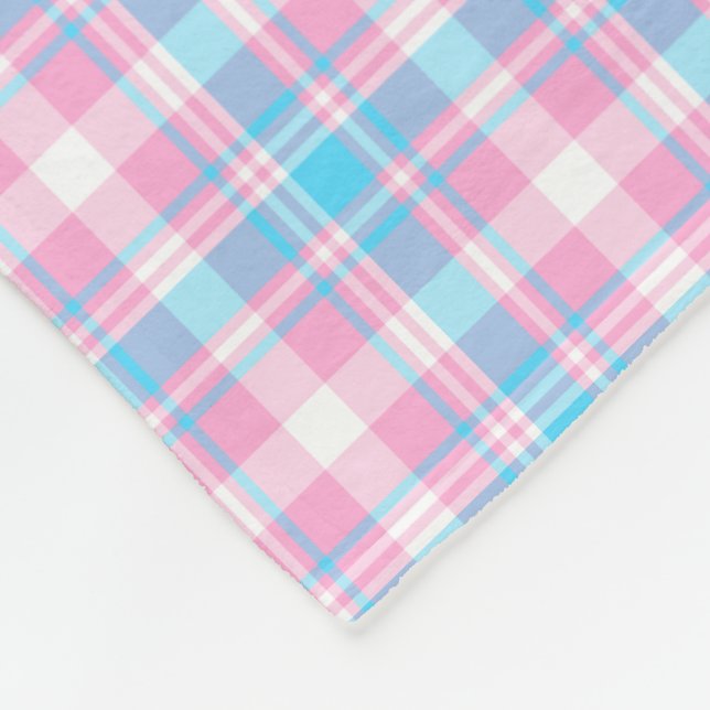 Ljust - blått-, rosa- och vitpläd fleecefilt (Hörn)