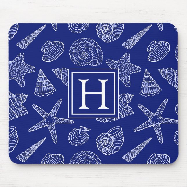 Ljust blåttsnäckamönster | tillfogar ditt initialt musmatta (Framsidan)