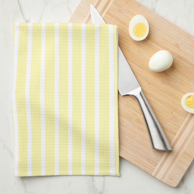 Ljust blekgul randig vitrandig mönster kökshandduk (Vikt i Fjärdedel)