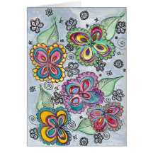 Ljust blommavattenfärgkort