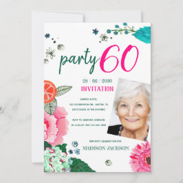Ljust Blommigt 60-årsfirande Foto Inbjudningar