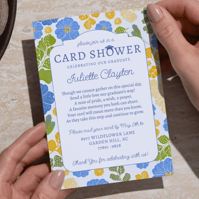 Ljust Blommigt Examen Kort Shower Inbjudan (Skapare uppladdad)