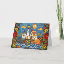 Ljust Blommigt för vattenfärg - laminerat kort för