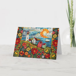 Ljust Blommigt för vattenfärg - laminerat kort för