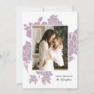 Ljust Blommigt Lilac Fotojul Julkort