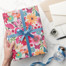 Ljust blommönster för bröllopsdusch presentpapper