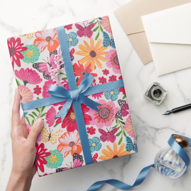 Ljust blommönster för bröllopsdusch presentpapper (Gifting)