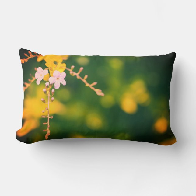 Ljust Blommor Grön Bakgrund Kudde Kuddvar (Framsida)