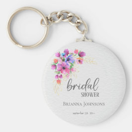 Ljust Blommor Guldgrönska Bröllopsdusch Nyckelring