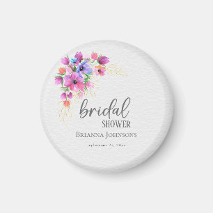 Ljust Blommor Guldgrönska Bröllopsfest Magnet