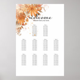 Ljust blomster vår sommar bröllop sittplatskarta poster