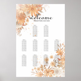Ljust blomster vår sommar bröllop sittplatskarta poster