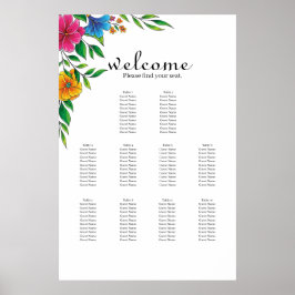Ljust blomster vår sommar bröllop sittplatskarta poster